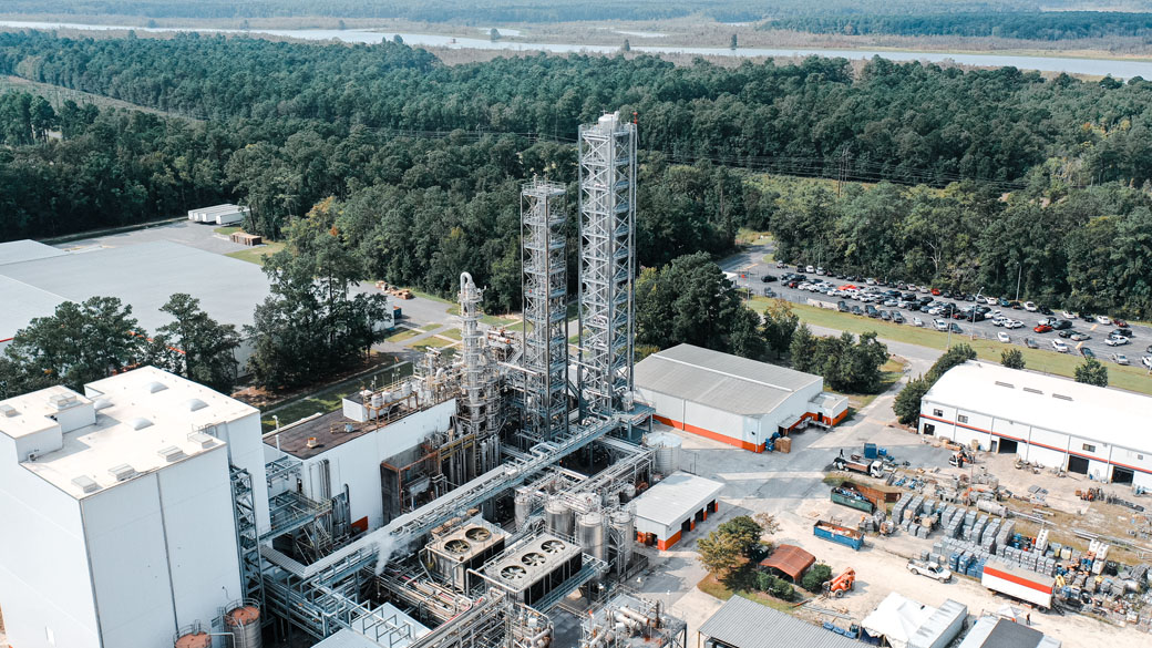 Facility exterior at dusk